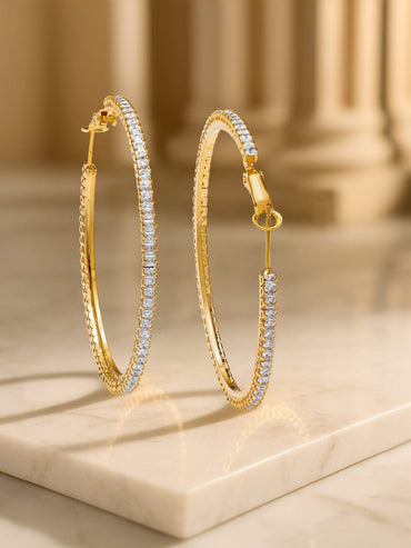 Shimmer Glow American Diamond Zirconia Hoops Earrings