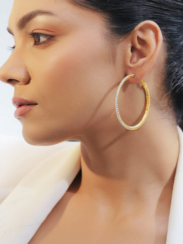 Shimmer Glow American Diamond Zirconia Hoops Earrings