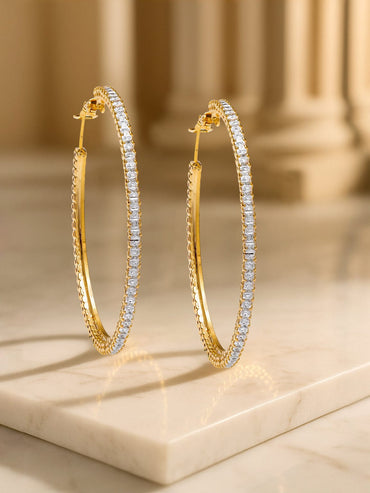 Shimmer Glow American Diamond Zirconia Hoops Earrings