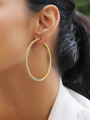 Shimmer Glow Crystal Big Hoops Earrings