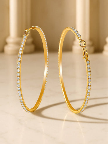 Shimmer Glow Crystal Big Hoops Earrings