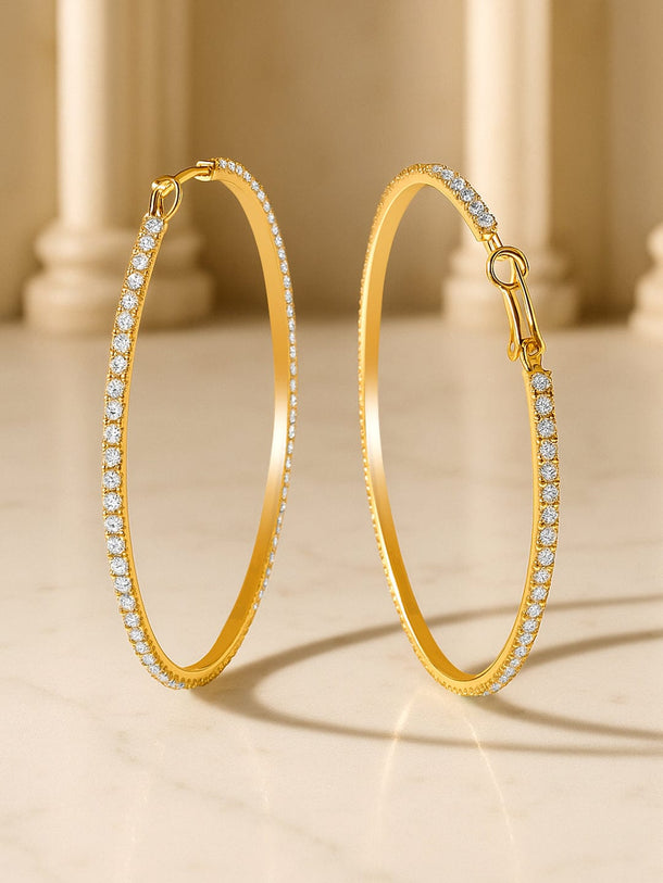 Shimmer Glow Crystal Big Hoops Earrings