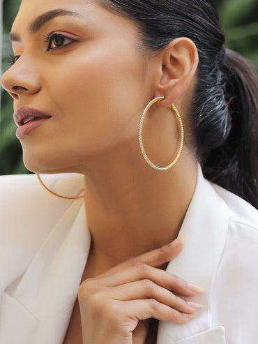 Shimmer Glow Crystal Big Hoops Earrings