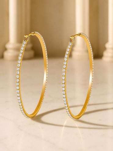 Shimmer Glow Crystal Big Hoops Earrings