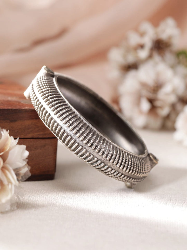 Silver Oxidised Textured Bangle Style Bracelet Bracelet