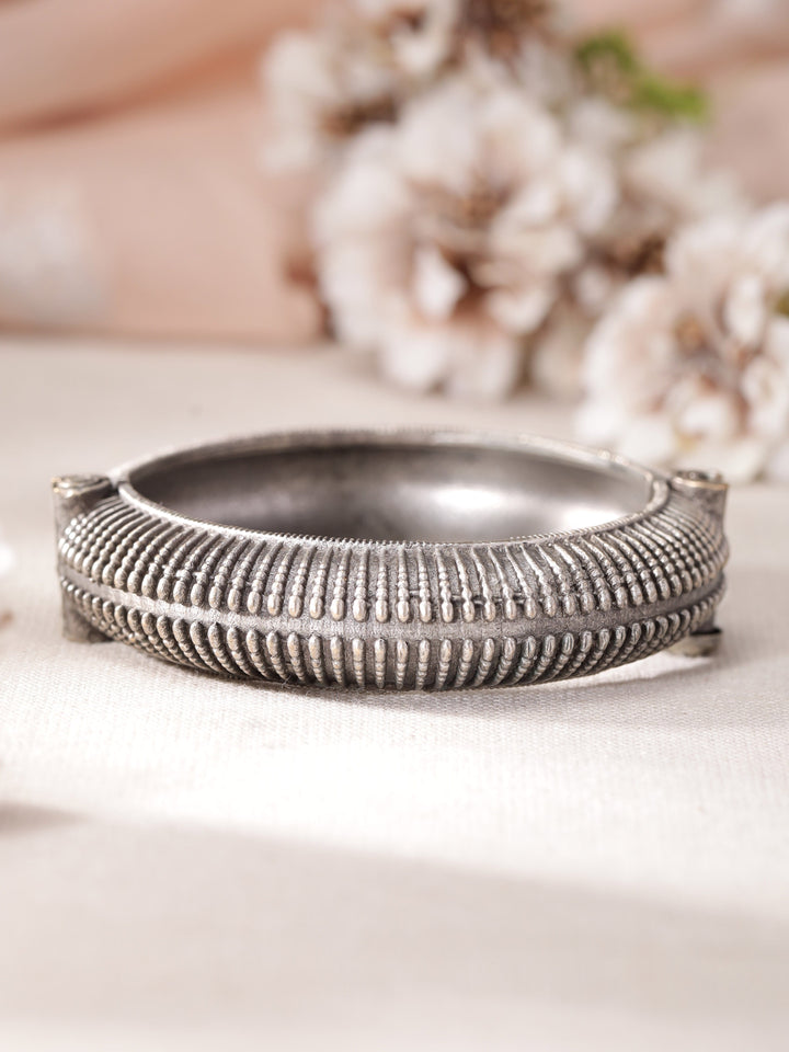 Silver Oxidised Textured Bangle Style Bracelet Bracelet