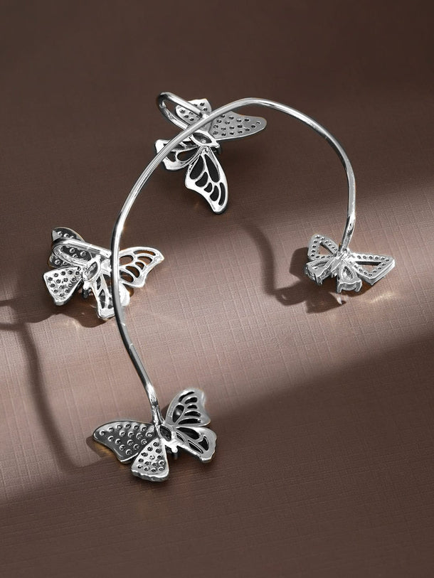 Silver Wings Butterfly Ear Cuff Earrings