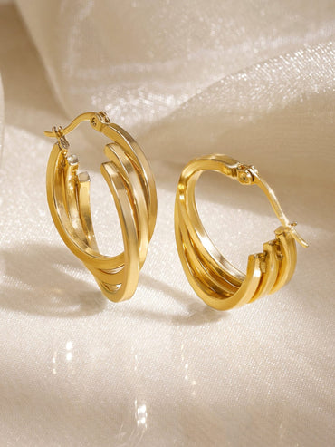 Sleek Twisted Golden Hoops Earrings