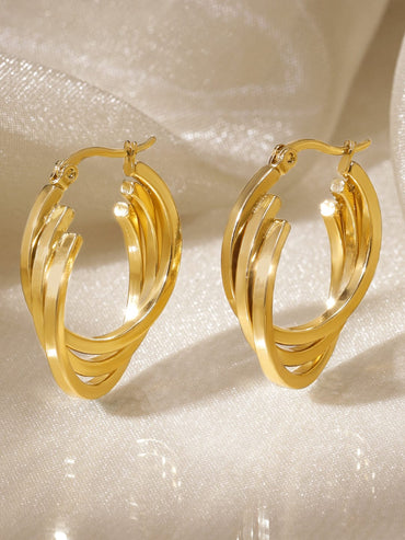 Sleek Twisted Golden Hoops Earrings