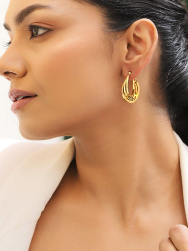 Sleek Twisted Golden Hoops Earrings