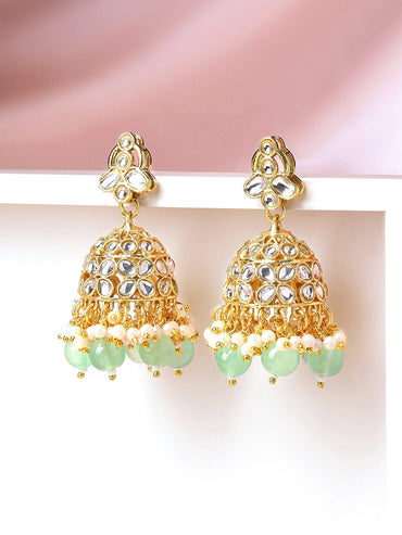 Soft Mint Stone American Diamond Zirconia Earrings Earrings