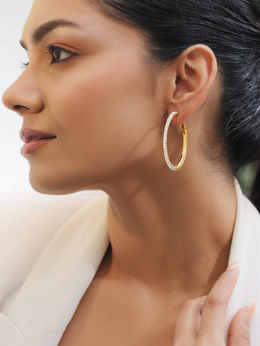 Splendid White American Diamond Zirconia Hoops Earrings