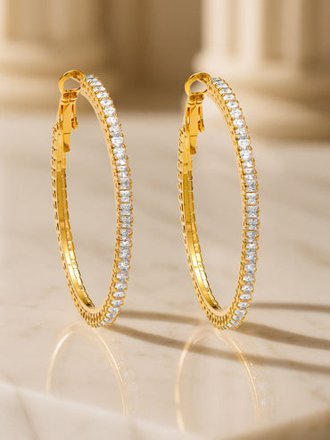 Splendid White American Diamond Zirconia Hoops Earrings