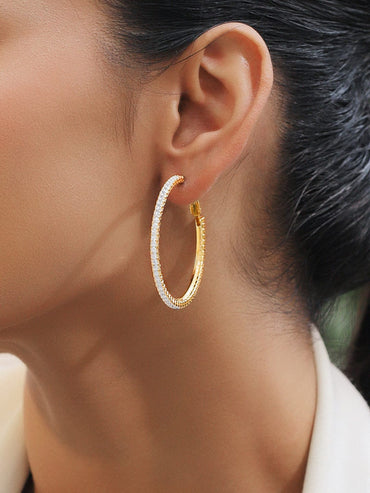 Splendid White American Diamond Zirconia Hoops Earrings