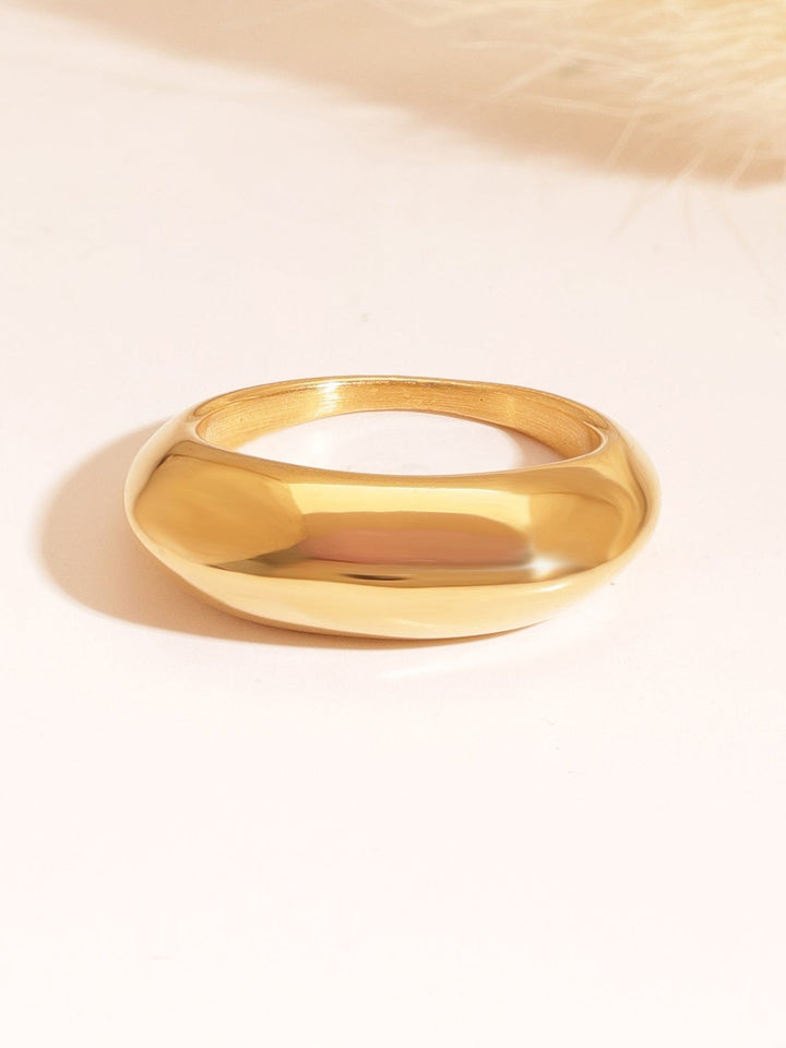Stainless Steel 18 KT Gold Plated Waterproof tarnish-free Classic Edge Dome Ring