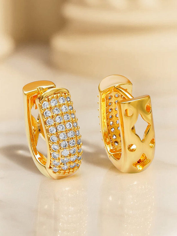 Starlit Gleam American Diamond Zirconia Hoops Earrings
