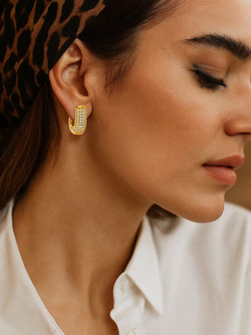 Starlit Gleam American Diamond Zirconia Hoops Earrings