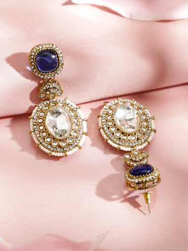 Stunning Blue White American Diamond Zirconia Danglers Earrings