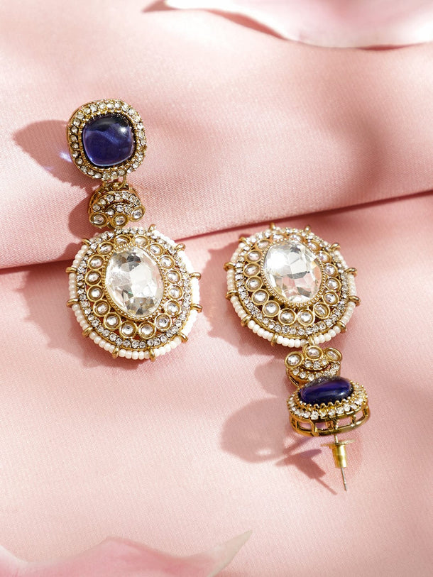 Stunning Blue White American Diamond Zirconia Danglers Earrings