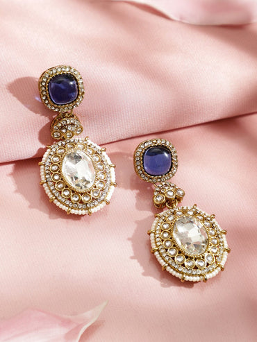 Stunning Blue White American Diamond Zirconia Danglers Earrings