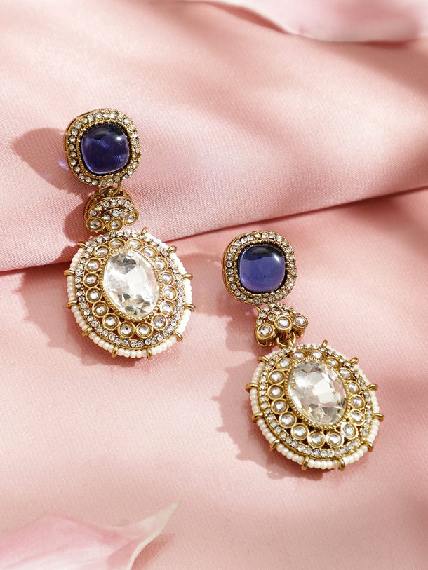 Stunning Blue White American Diamond Zirconia Danglers Earrings