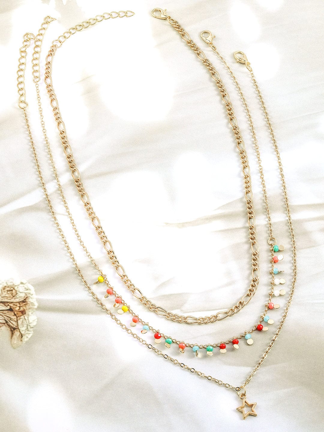 Stunning Multicolour Charms Layered in Chains Necklace & Chains