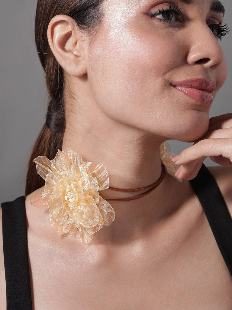 Gold Necklace Beige Statement Necklace Necklace 