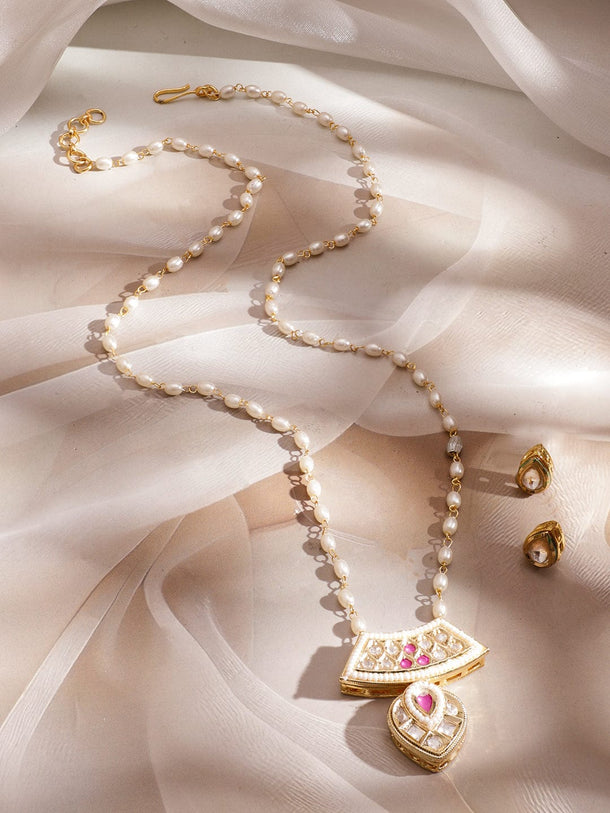 Subtle Spark Pink Kundan Necklace Set Jewellery Set