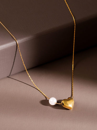 Tender Heart & Pearl Charm Necklace Chain Necklace & Chains