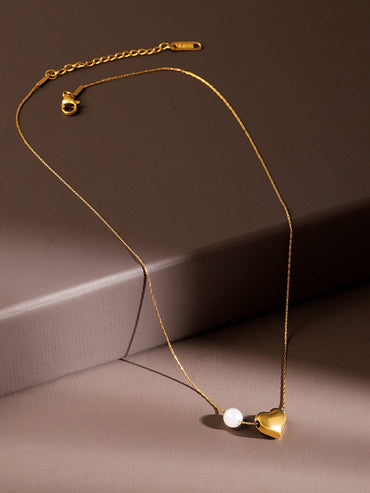 Tender Heart & Pearl Charm Necklace Chain Necklace & Chains