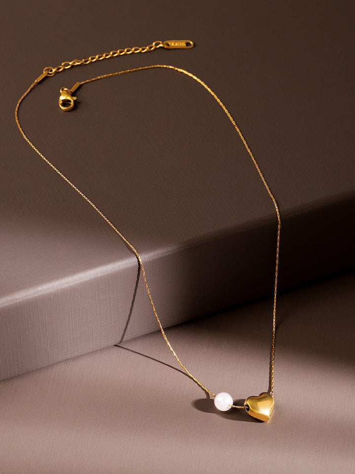 Tender Heart & Pearl Charm Necklace Chain Necklace & Chains