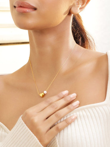 Tender Heart & Pearl Charm Necklace Chain Necklace & Chains