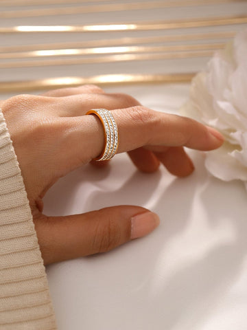 Three Layer Gold Plated Eternity Band Rings