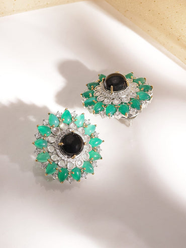 Timeless Allure Silver-Tone Demi-Fine Earrings with AD Accents for Chic Sophistication Earrings