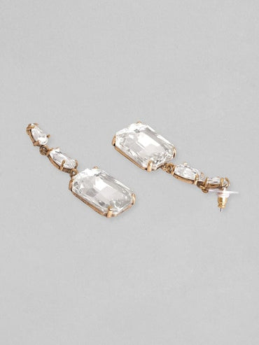 Rubans 18K Gold Plated Crystal Studded Drop Earrings Earrings