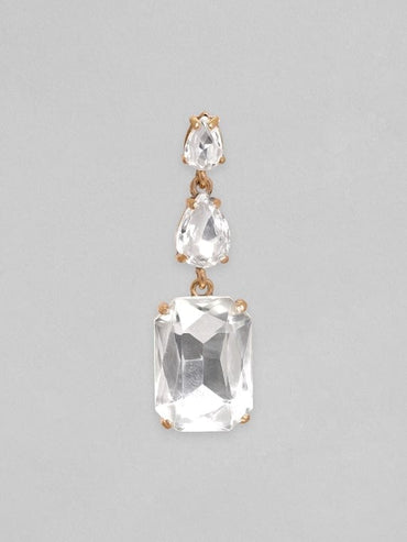 Rubans 18K Gold Plated Crystal Studded Drop Earrings Earrings