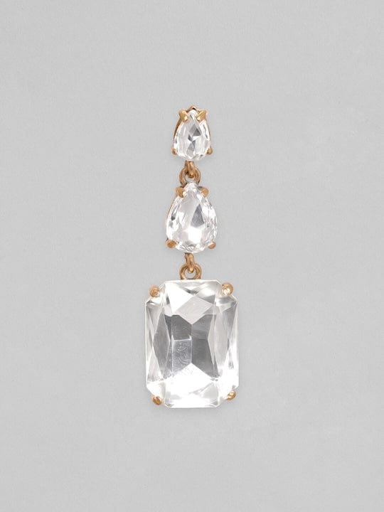 Rubans 18K Gold Plated Crystal Studded Drop Earrings Earrings