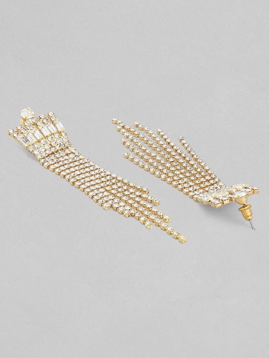 Rubans 18K Gold Plated Crystal Studded Tassel Earrings Earrings