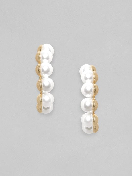 TOKYO TALKIES 18K Gold Plated Pearl Studded Statement Hoop Earrings Earrings