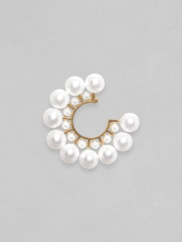 Rubans 18K Gold Plated Pearl Studded Statement Hoop Earrings Earrings