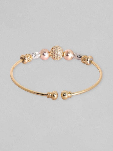 Rubans 18K Gold Plated Zirconia Beaded Charm Adjustable Minimal Bracelet Bangles & Bracelets