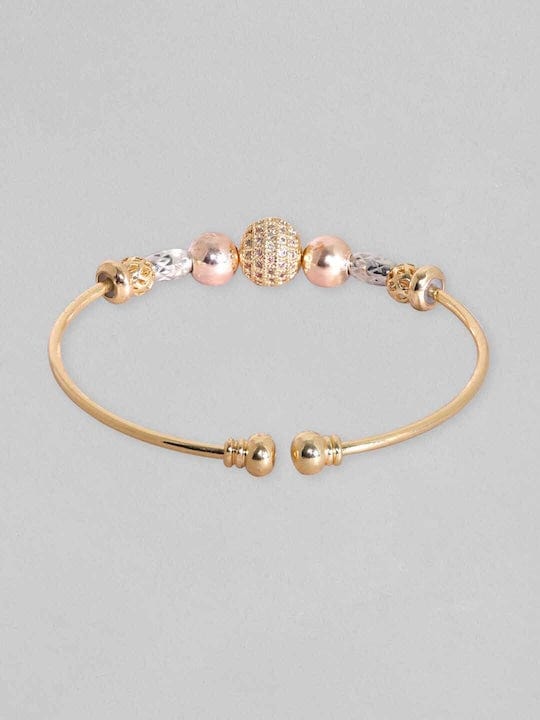 Rubans 18K Gold Plated Zirconia Beaded Charm Adjustable Minimal Bracelet Bangles & Bracelets
