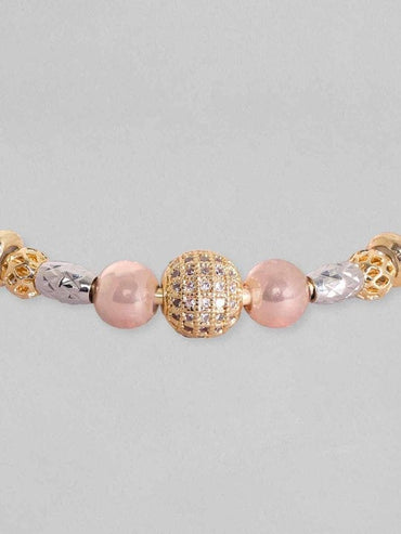 Rubans 18K Gold Plated Zirconia Beaded Charm Adjustable Minimal Bracelet Bangles & Bracelets