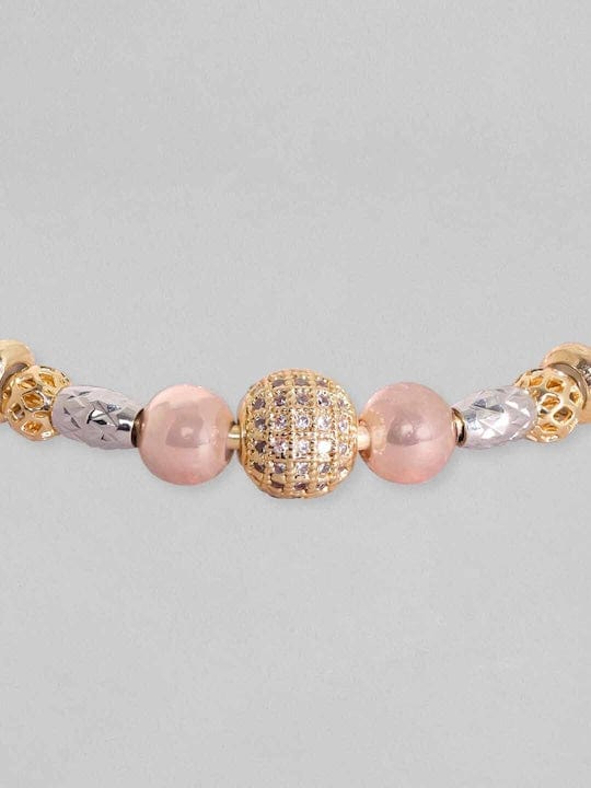 Rubans 18K Gold Plated Zirconia Beaded Charm Adjustable Minimal Bracelet Bangles & Bracelets