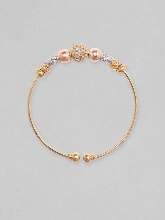 Rubans 18K Gold Plated Zirconia Beaded Charm Adjustable Minimal Bracelet Bangles & Bracelets
