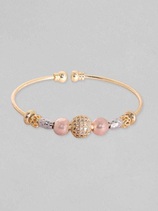 Rubans 18K Gold Plated Zirconia Beaded Charm Adjustable Minimal Bracelet Bangles & Bracelets