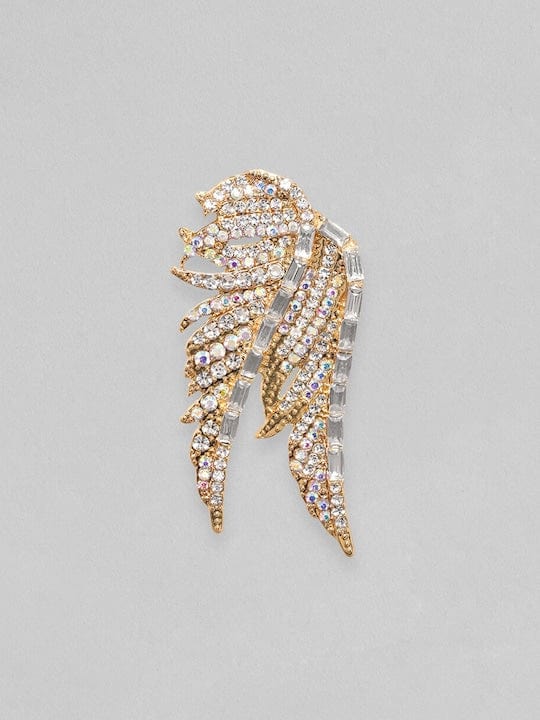 Rubans 18K Gold Plated Zirconia Studded Wing Motif Stud Earrings Earrings