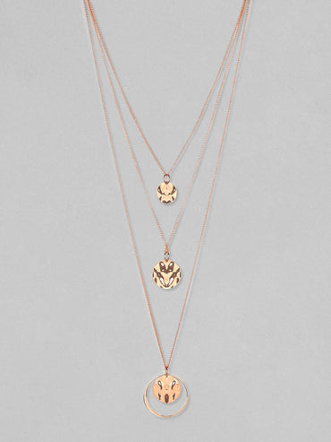 Rubans Rose Gold-Plated Handcrafted Multi Layer Chain Necklace Necklaces, Necklace Sets, Chains & Mangalsutra
