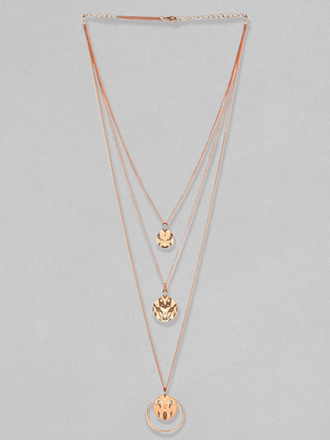 Rubans Rose Gold-Plated Handcrafted Multi Layer Chain Necklace Necklaces, Necklace Sets, Chains & Mangalsutra
