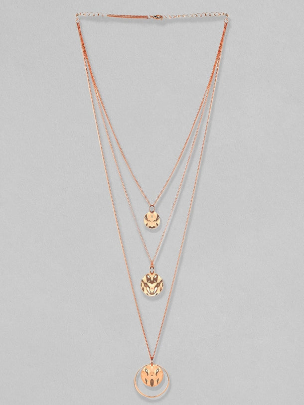 Rubans Rose Gold-Plated Handcrafted Multi Layer Chain Necklace Necklaces, Necklace Sets, Chains & Mangalsutra